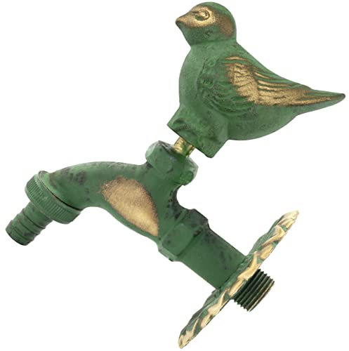 AERZETIX - C62130 - Grifo de lavabo canela para pared 1/2'' Paloma con mando antiguo retro decorativo - fuente ornamento baño vintage grifería jardín - en latón envejecido verde
