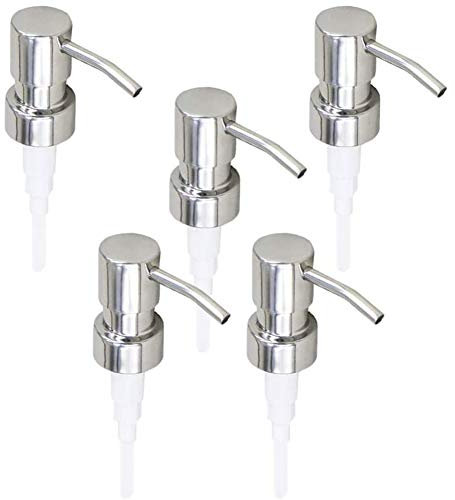 Puooifrty 5Pcs Stainless Steel Soap Pump Replacement 28 Teeth Metal Nozzles Lotion Dispenser