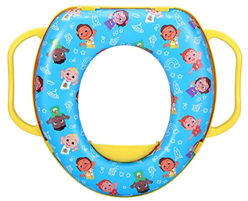 Zawadi Global Cocomelon Soft Padded Potty Toilet Training Seat with Handles for Toddlers Kids Children, Portable for Travel & Easy to Clean