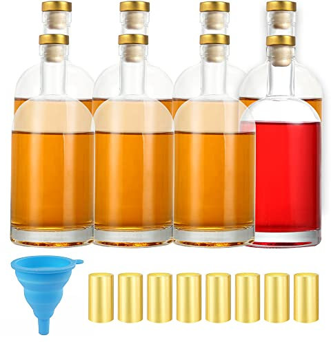 Danmu 8 Pack Glass Bottles with Lids 12 oz Airtight Leakproof,Thick Base 375ml Glass Bottles for Hot Sauce,Wine,Kombucha,Mead,Syrup,Vanilla Extract,Soda,Shrink Capsules Included