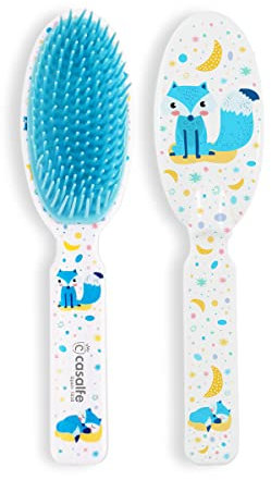 Brosse à cheveux pour bébé de 9 à 17 mois - Avec pointes souples et souples - Idéal pour nettoyer la côte lactée sans douleur ni inconfort - Sans BPA - Avec dessin de renards - Ecofriendly - Casalfe