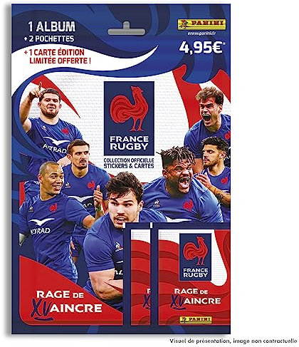 Panini Rugby Equipe de France - Rage de Vaincre Album + 2 Pochettes + Range Cartes
