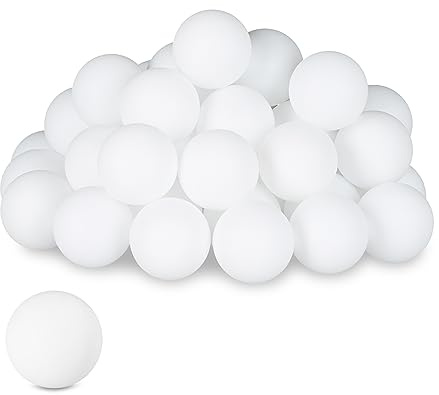 Relaxdays Beer Pong Bälle, 144 Stück, Tischtennisbälle aus Kunststoff, ohne Aufdruck, Ping Pong Bälle, Ø 40 mm, weiß
