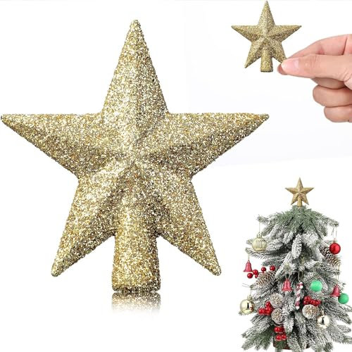 Weihnachtsbaumspitze Stern, Mini Baumspitze Stern, Weihnachtsbaum Stern, Christbaumspitze Stern, 6 cm, Weihnachtsbaumspitze Klein, Mini Deko Weihnachten für Weihnachtsbaum Deko