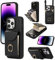 XMTON Crossbody Wallet Case for iPhone 15 Pro Max with Card Holder, 360° Rotation Ring Kickstand, Leather Purse Cover for iPhone 15 Pro Max, Black