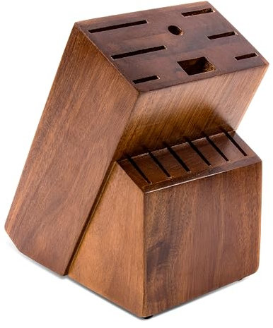 RedCall Universal Knife Block Holder,Large Wood Bamboo Knife Block without Knives,14 Slot Universal Knife Holder Countertop,Butcher Block Knife Storage Organizer for Kitchen (Brown)