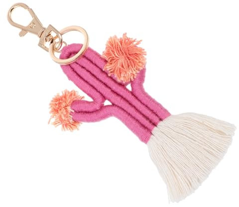 PACKOVE Cactus Keychain Bag Charm Handwoven Keyring Pendant Pictures Design Keyring for Women