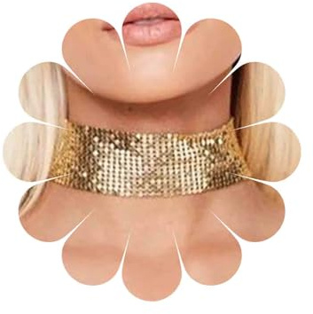 Inateannal Punk Pailletten Halskette Gold Paillettennetz Breite Halskette Vintage Metallnetz Halskette Glitzerndes Netz Kurze Dicke Halskette Schmuck Für Frauen Und Mädchen