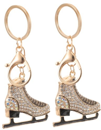 Kleine Schlittschuhanhänger mit Strass in Gold, 2 Stück, Weihnachten Event
