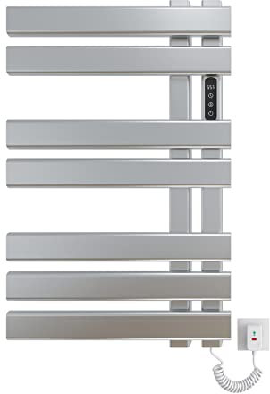 Scaldasalviette Elettrico Bagno, Termoarredo Elettrico Bagno Argento 450 mm×720 mm, Scaldasalviette Elettrico, Termoarredo Elettrico, Scaldino Asciugamani, 235 W, Risparmio Energetico-Silver Right