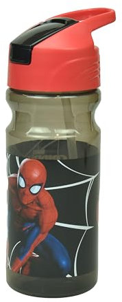 OM SUPPLIES Botella de agua reutilizable con diseño de personajes de Spiderman, botella de bebida con asa integrada para fácil transporte, almuerzo escolar, niños, 550 ml (Spiderman)