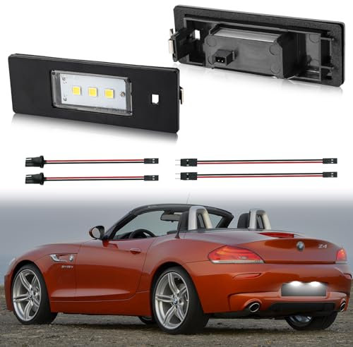 POPMOTORZ LED Kennzeichenbeleuchtung, 2 Stücke Nummernschildbeleuchtung mit CanBus 5050 SMD für BMW 1 Series E81 E87 E87N E87LCI E46LCI E63LCI 6 Series E63 E64 Z4 E85 F20 F12 F13 E89 Mini Cooper R55