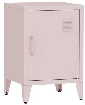 sweeek Comodino in Metallo, 1 Anta, Soho, Rosa, 38x38x57 cm