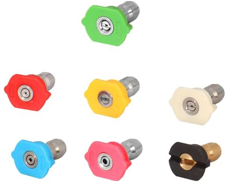7 Pcs Pressure Washer Nozzles, Pressure Washer Spray Nozzle Tips,1/4 Inch Quick Connect and Multiple Degrees, Multiple Degrees Connection Pressure Washer Tips for Car Garden Cleaning