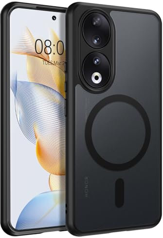 VENINGO Cover Magnetica per Honor 90 5G Custodia compatibile con MagSafe Cover Honor 90 5G Traslucida Opaca Sottile Antiurto Protettiva Custodia per Honor 90 6,7 Pollici Nero