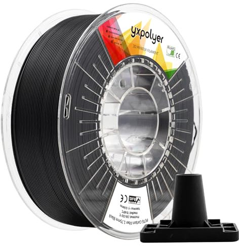 YXPOLYER PETG-CF 3D-Drucker-Filament 1,75 mm, 1 kg Kohlefaserverstärktes PETG, hohe Festigkeit & Hitzebeständigkeit, geringe Verformung, Schwarz, kompatibel mit Bambu Lab, Prusa, Creality