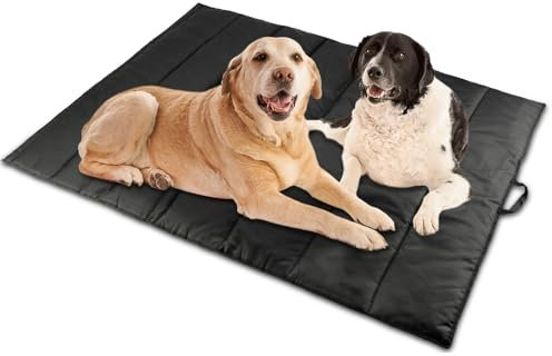 FHTONGE Hundedecke für Unterwegs, 120×70 cm Wasserdicht Hundematte Waschbar Hundekissen für Mittelgroße & Grosse Hunde, Faltbare Reisedecke Hund Camping Veranda Terrasse Outdoor Indoor(Schwarz)