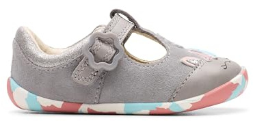 Clarks Roamer Myth Toddler Leather Shoes in Grey Size 3