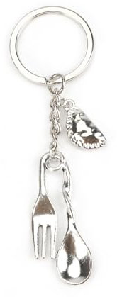 Tranbath Schlüsselanhänger Aus Edelstahl Mit Forken, Löffel Und Teigtaschen-Anhängern, Persönliches Geschenk Für Frauen, Guter Freundinnen, Kollegen Oder Zum Geburtstag, Kleine Geschenke Für Männer