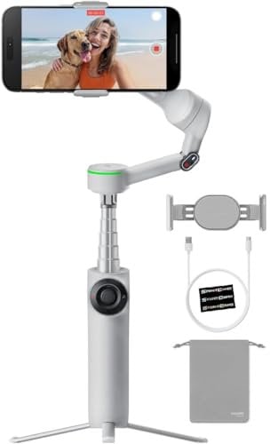Insta360 Flow 2 PRO Gimbal Stabilizer for Smartphone, AI-Powered Tracking, 3-Axis Stabilization, Built-in Tripod, Portable & Foldable, Deep Track 4.0 Auto Tracking Phone Stabilizer Creator - Gray