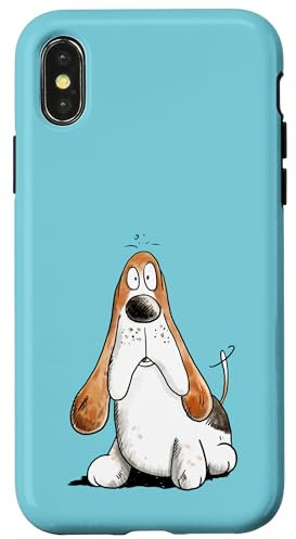 Funny Basset Hound Cartoon For Dog Lover Case for iPhone X/XS