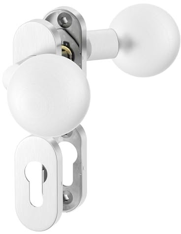 ERGO line 1 Paar drehbare Premium Kugelknäufe, Oval-Rosette, PZ-Rosette, Profiltür-Knopf, Edelstahl Türknöpfe, Knopfdrücker, Türknauf, Rahmentürknopfe, TOP Qualität