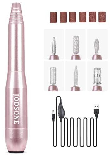 JODSONE Fresa per Unghie, 20000RPM Lima Elettrica per Unghie 6 in 1, Fresa per Unghie Professionale Portatile e silenzioso con 6 punte di ricambio per uso domestico e in salone