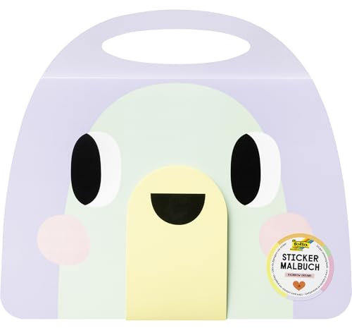 folia 82304 - Sticker Malbuch Rainbow Dreams, Stickerbuch mit 15 vorgedruckten Seiten zum Gestalten von Tier Motiven, inkl. 36 Sticker