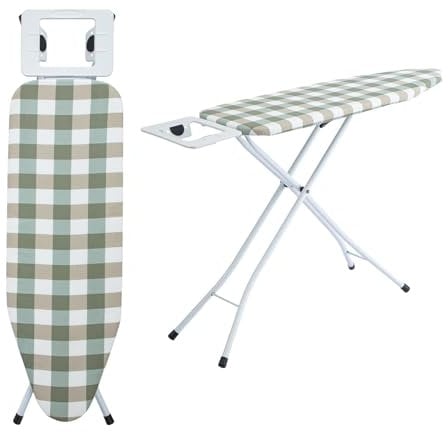 Ironing Board 108.5/75 x 31cm Ironing Boards 7 Adjustable Heights with Silicon Iron Rest Table TopIron Board Universal Extra Wide Lightweight Iron Board Rack for A Smooth Press (Green)