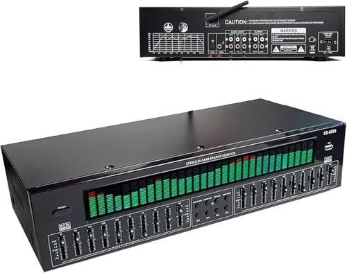 OZPPM Égaliseur EQ Professionnel, Égaliseur Numérique 31 Bandes, Égaliseur Graphique Stéréo Audio Numérique, 12 Modèles de Rythme, Double Accordage Indépendant en 10 Segments, avec Réduction du Bruit