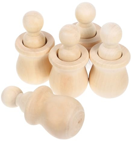 HORIALENCE 5pcs Wooden Doll Painting Kit for Boys and Girls Unfinished Wooden Peg Dolls DIY Craft Set for Children’s Creative Art and Home Decoration