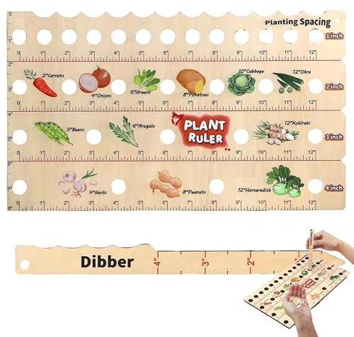 Hayaww Wooden Plant Ruler with Holes for Vegetable Garden Spacing Aid Seed Distance Ruler Wooden Ruler with Centimetre Planting Knife Spacing Ruler for Plants Sowing Tool for Depth and Distance (A)
