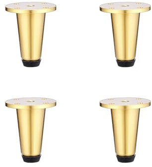 INFJMH Replacement 4 Pack Solid Brass Furniture Legs Adjustable Metal Support Legs with Padded Bottom Cover for Table Nightstand Sofa Cabinet Dresser Bed Feet(6cm/2.36in)