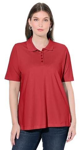Ulla Popken Damen Poloshirt, Längere Knopfleiste, Polokragen, Halbarm T-Shirt (1er Pack)