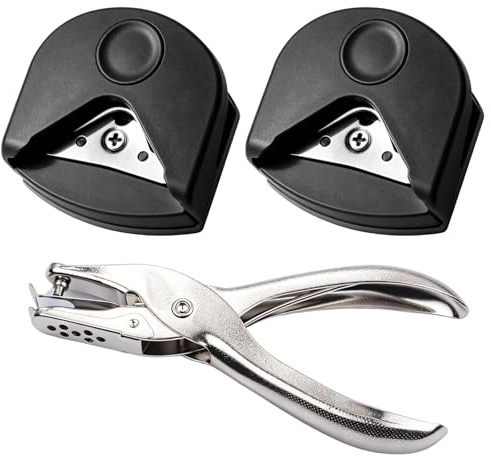 Ecken Abrunden Stanzer, 2 Stück Eckenstanzer Abrunden, Eckenabrunder für Laminierfolien, Radiusschneider, Papier Eckenstanzer, Eckenschneider, Ecken Stanzer, Corner Cutter für Foto Karten(Schwarz)
