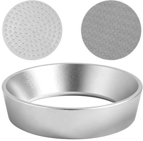 NQEUEPN 58mm Espresso Coffee Puck Screen and Magnet Dosing Funnel Set | Magnetic Aluminum Coffee Dosing Funnel with 2 Stainless Steel Puck Screens for 58mm/2.28in Portafilter,Barista Accessories