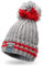 August Gorro Bluetooth Mujer Hombre Gris Pompón EPA30 Beanie Telefono 5.0 Auriculares Punto Invierno Altavoz Inalámbrico Running Deportivo Diadema música Lavable