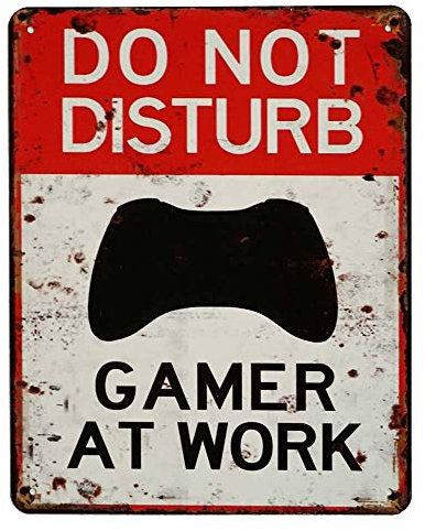zeitzone Cartel de chapa de metal con texto “Do Not Disturb Gamer at Work”, para puerta, decoración para habitación de jugador, 25 x 20 cm