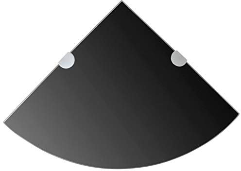 vidaXL Eckregal mit Halterungen Glasboden Glasplatte Glas Schwarz 35 x 35 cm