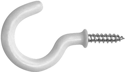 fiXte Plastic Coated Shouldered Mug Cup Hooks, 38 mm (1.1/2 inch) - White, Pack of 20