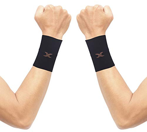 Thx4COPPER Compression Wrist Sleeve-Copper Infused Wrist Support for Men &Women-Improve Circulation and Recovery 1 Pair,Black,XL