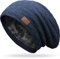 Grin&Bear Long Slouch Beanie Grobstrick Teddyfleece M10 (DE/NL/SE/PL, Alphanumerisch, Einheitsgröße, Navy Leder)