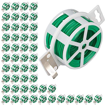 Relaxdays 25 x Gartendraht je 50m, kunststoffummantelter Bindedraht für Pflanzen, Spule mit Schneider, rostfrei, Blumendraht, grün