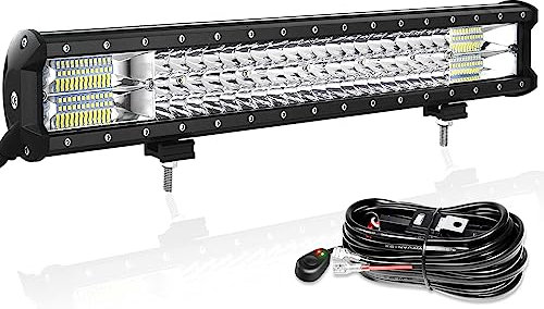 Willpower 23 Zoll 324W LED Arbeitsscheinwerfer Bar mit 12V Kabelbaum, led balken für Auto Bagger Anhänger Traktoren LKW SUV offroad
