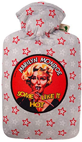 Hugo Frosch Wärmflasche Klassik 1,8l – Made in Germany – mit kuscheligem Nickibezug Movie Marilyn Monroe – große, auslaufsichere & geruchsneutrale Bettflasche – mit waschbarem Bezug