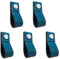 POFET Lot de 5 poignées de porte de placard en cuir faites à la main - Marron foncé - 195 x 26 mm - Bleu