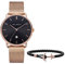 PAUL HEWITT Damen Set Perfect Match Uhr Seadate Black Sea und Ankerarmband PHREP Lite in Schwarz mit Anker in IP Roségold in Größe XS bis L