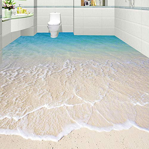 Boden Aufkleberaubenutzerdefinierte Selbstklebende Wandtapete Modernen Strand Meerwasser 3D Fliesen Aufkleber Badezimmer Küche-350 * 245Cm