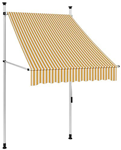 Tidyard Markise Sonnenschutz Einziehbar Klemmmarkise Balkon Markise Handbetrieben 100 cm Orange/Weiß Gestreift