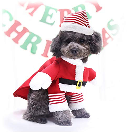Idepet Haustier Weihnachtskostüm, Weihnachtshund Cosplay Outfit Niedlicher Weihnachtsmann Welpe Kitty Party Kleidung Katze Neujahr Lustige Anzieh Haustierpartys Bekleidung Anzüge